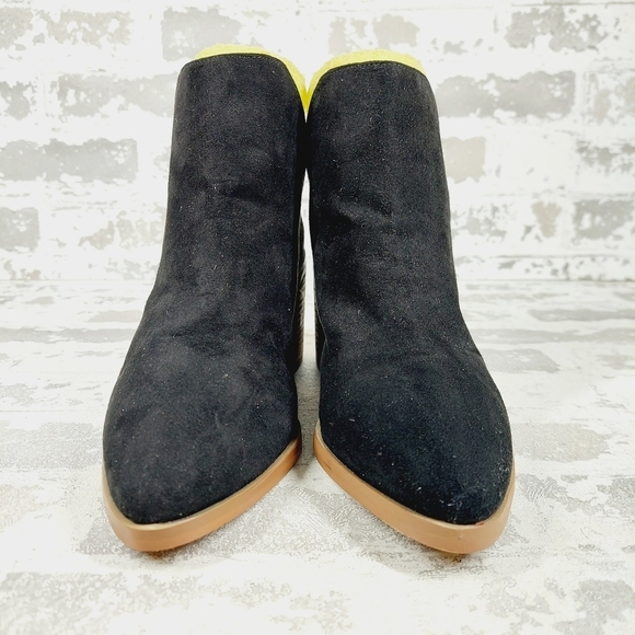 New Bp Brynne Black Faux Suede Block Heel Back Zip Ankle Boots F959 - Picture 3 of 12